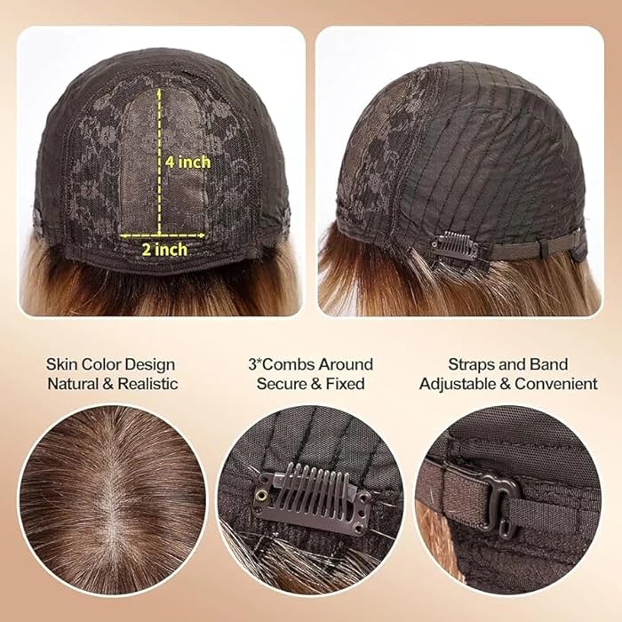 DILLARDS Shoulder Length Middle Part Synthetic Soft Wavy Wig Brown - Image 5